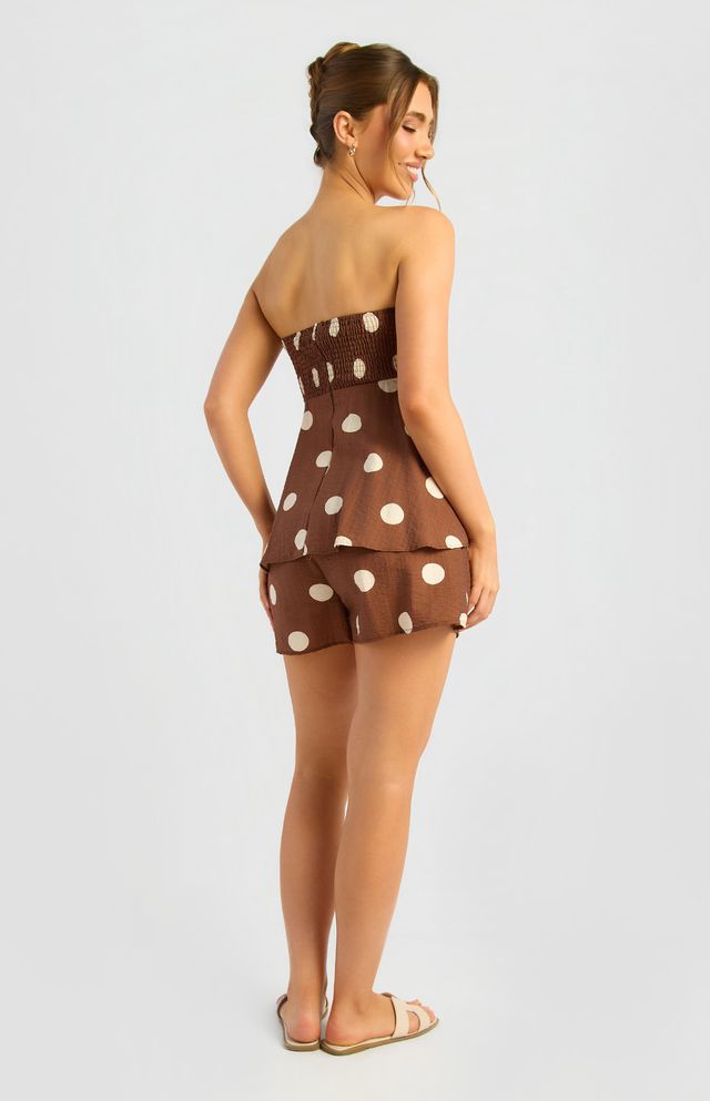 Colette Chocolate Polka Dot Playsuit