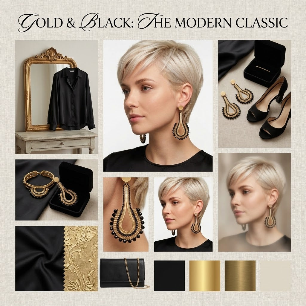 Sienna - Black/Gold Earrings