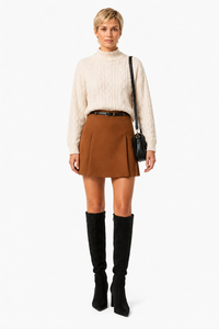 Camille Faux Wool Skirt – Chocolate