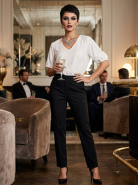 Elara White Linen Blend Blouse