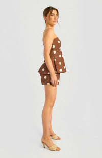 Colette Chocolate Polka Dot Playsuit