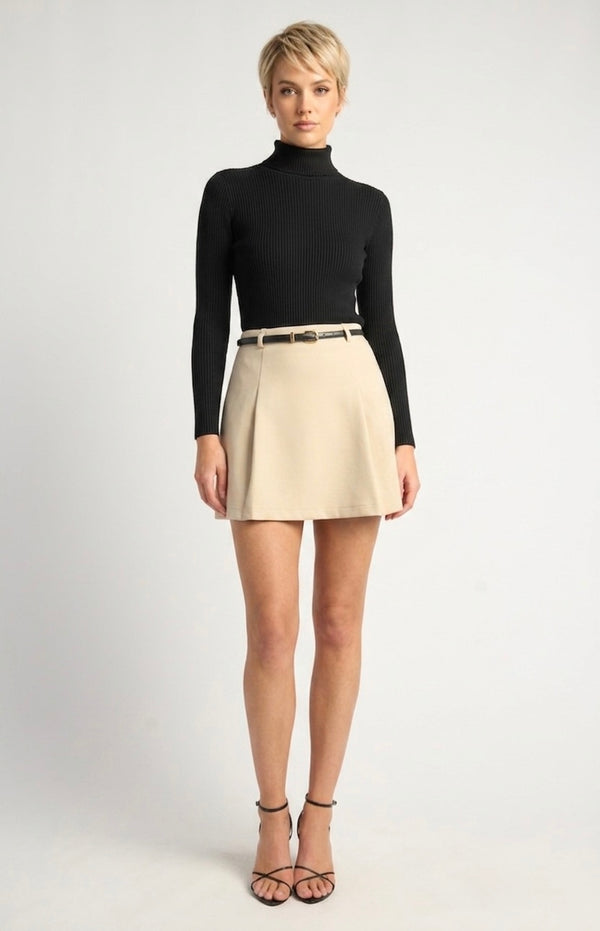 Camille Faux Wool Skirt – Cream