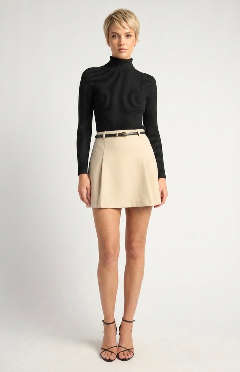 Camille Faux Wool Skirt – Cream
