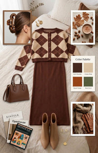 Mocha Argyle Knitted