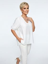 Elara White Linen Blend Blouse