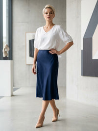 Elara White Linen Blend Blouse