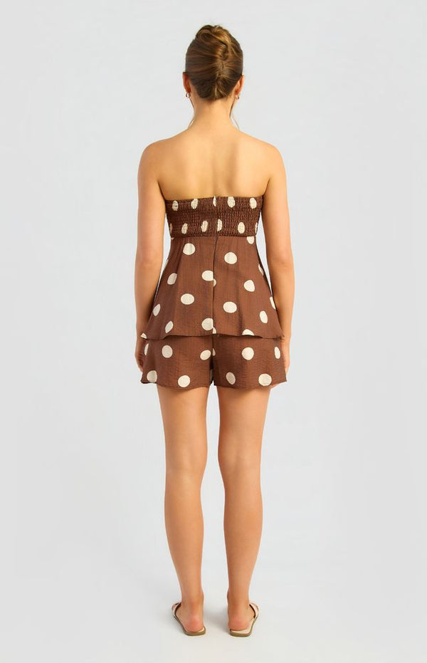 Colette Chocolate Polka Dot Playsuit