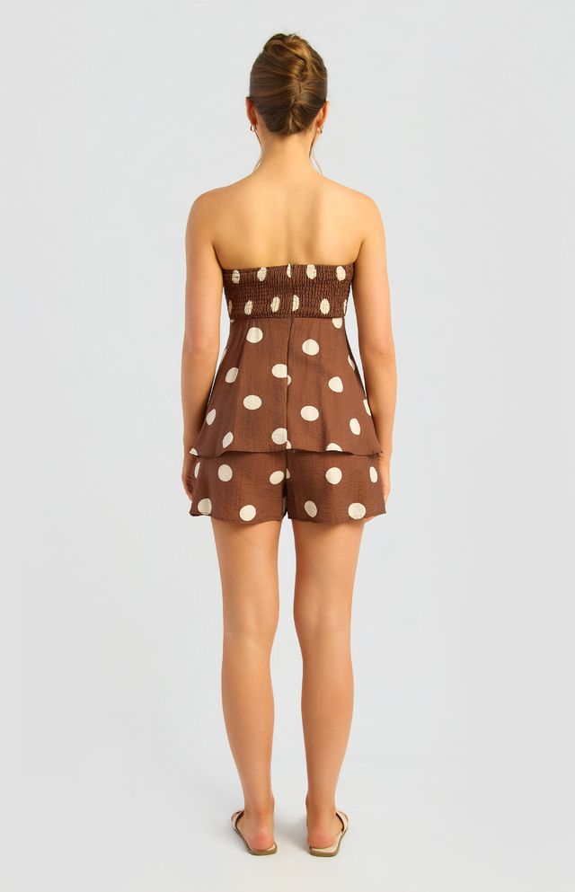 Colette Chocolate Polka Dot Playsuit