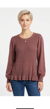 Pointelle Frill Hem Knit Jumper