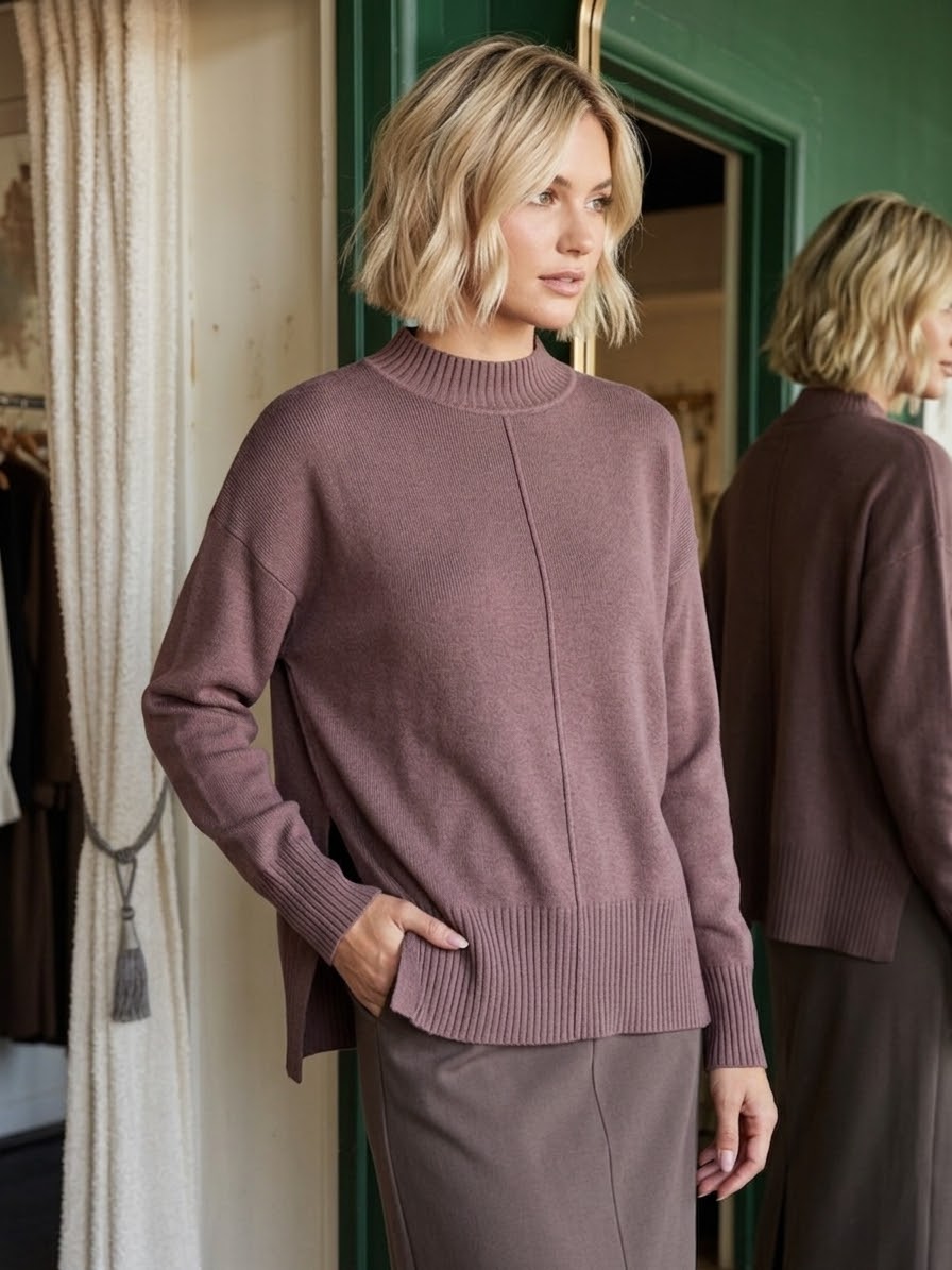 Amara Relaxed Knit – Mocha Rose