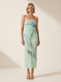 Marina Aqua Strapless Dress