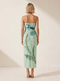 Marina Aqua Strapless Dress