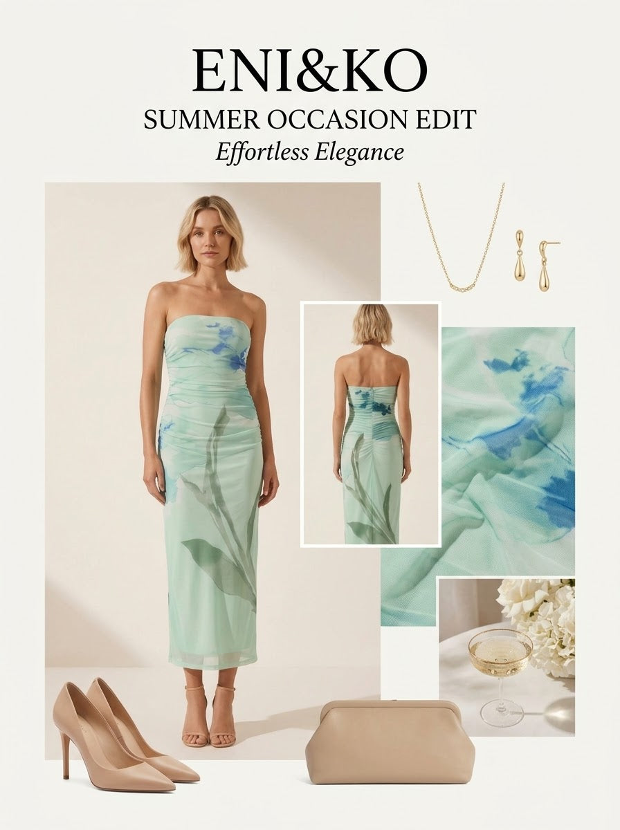 Marina Aqua Strapless Dress